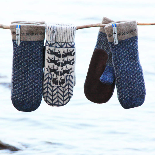 Skaftö Pattern Suede Palm Swedish Mittens By Ojbro Vantfabrik