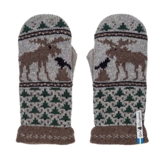 Skogen Pattern Suede Palm Swedish Mittens By Ojbro Vantfabrik