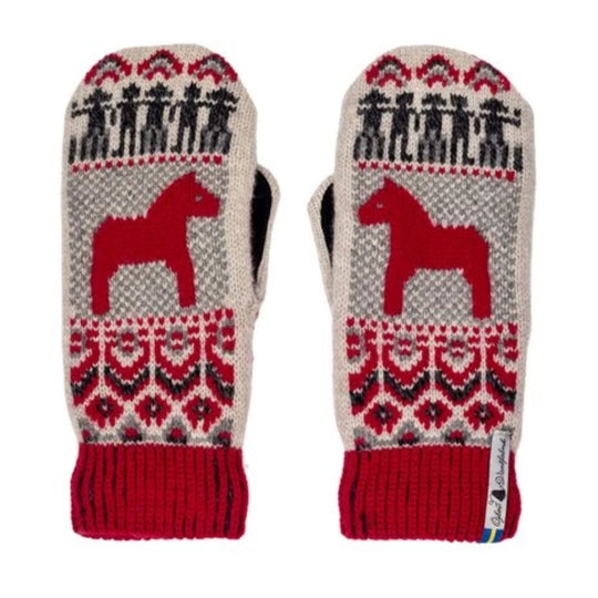 Dalarna Pattern Suede Palm Swedish Mittens By Ojbro Vantfabrik