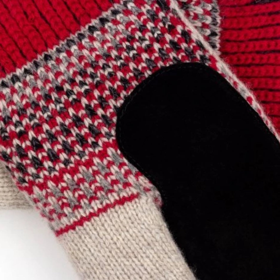 Dalarna Pattern Suede Palm Swedish Mittens By Ojbro Vantfabrik