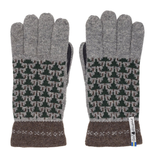 Swedish Merino Wool Touchscreen Gloves - Skogen Pattern By Ojbro Vantfabrik