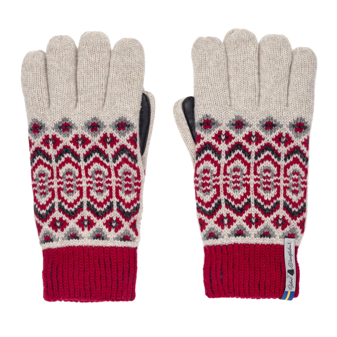Swedish Merino Wool Touchscreen Gloves - Dalarna Pattern By Ojbro Vantfabrik