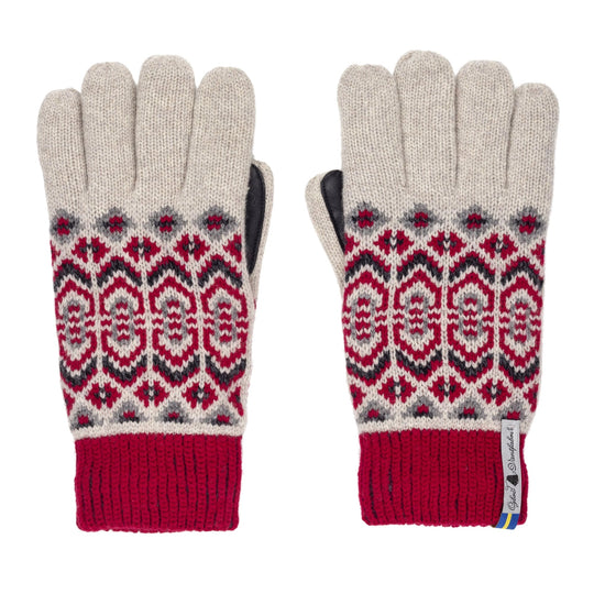 Swedish Merino Wool Touchscreen Gloves - Dalarna Pattern By Ojbro Vantfabrik