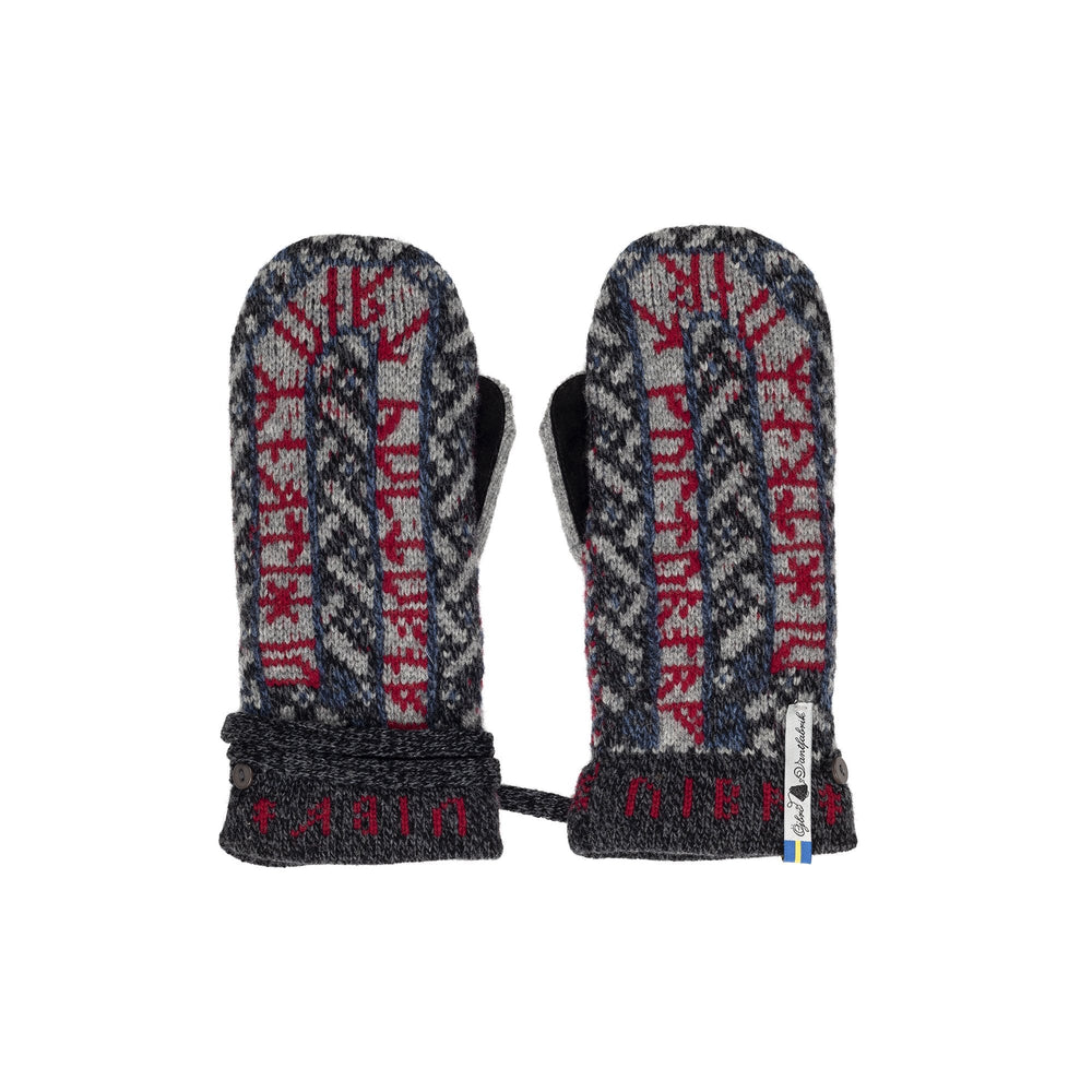 Futhark Pattern Suede Palm Swedish Mittens By Ojbro Vantfabrik