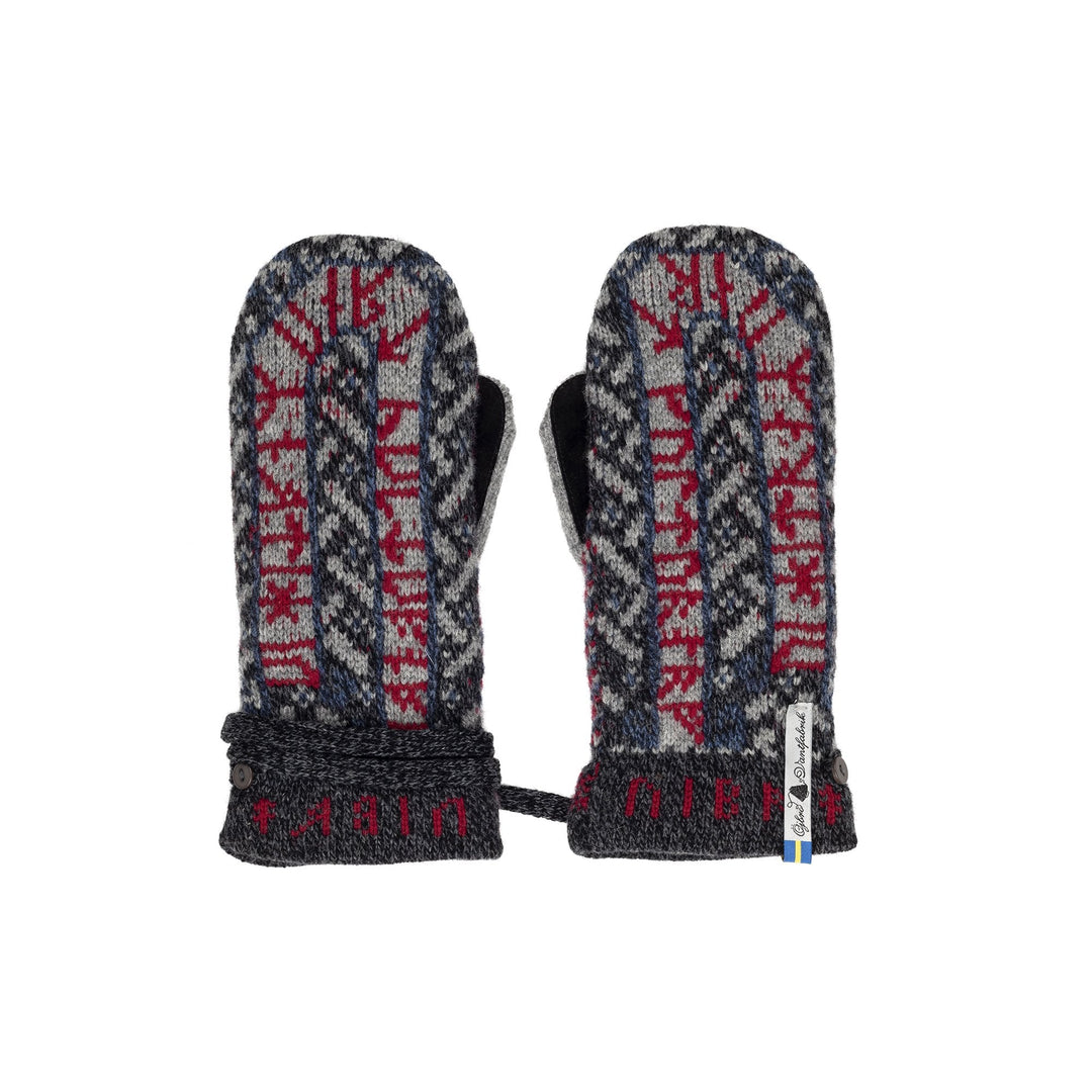 Futhark Pattern Suede Palm Swedish Mittens By Ojbro Vantfabrik