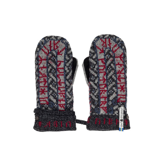 Futhark Pattern Suede Palm Swedish Mittens By Ojbro Vantfabrik