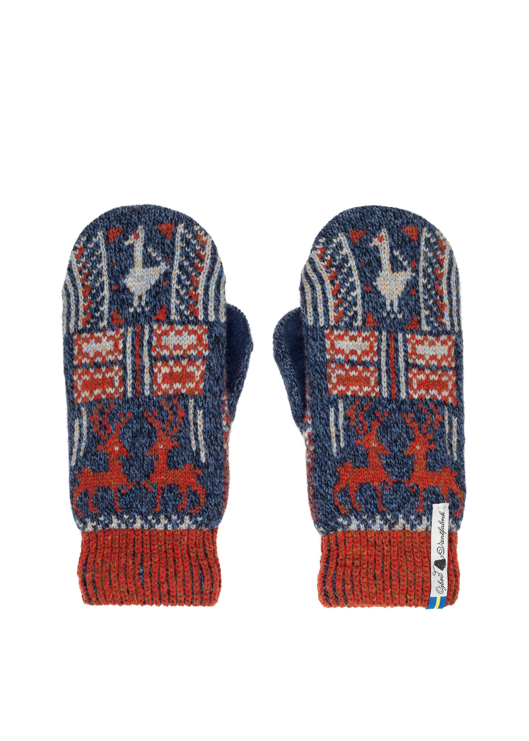 Scania Pattern Suede Palm Swedish Mittens By Ojbro Vantfabrik
