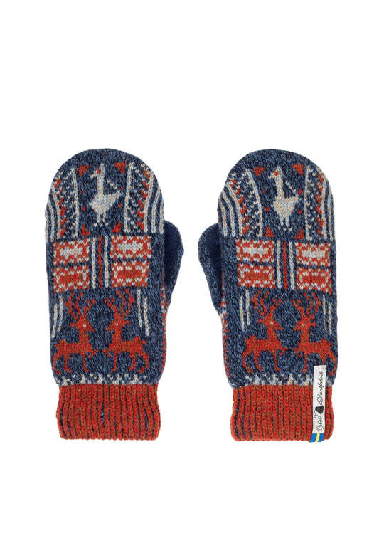 Scania Pattern Suede Palm Swedish Mittens By Ojbro Vantfabrik