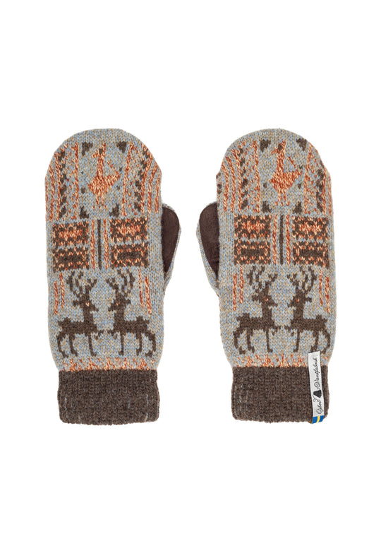 Scania Pattern Suede Palm Swedish Mittens By Ojbro Vantfabrik