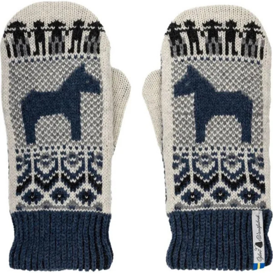 Dalarna Pattern Suede Palm Swedish Mittens By Ojbro Vantfabrik