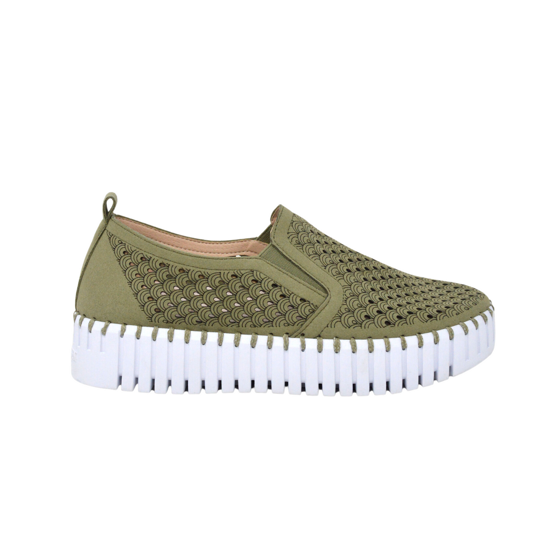 Tulip Platform Loafer Shoe - Army By Ilse Jacobsen