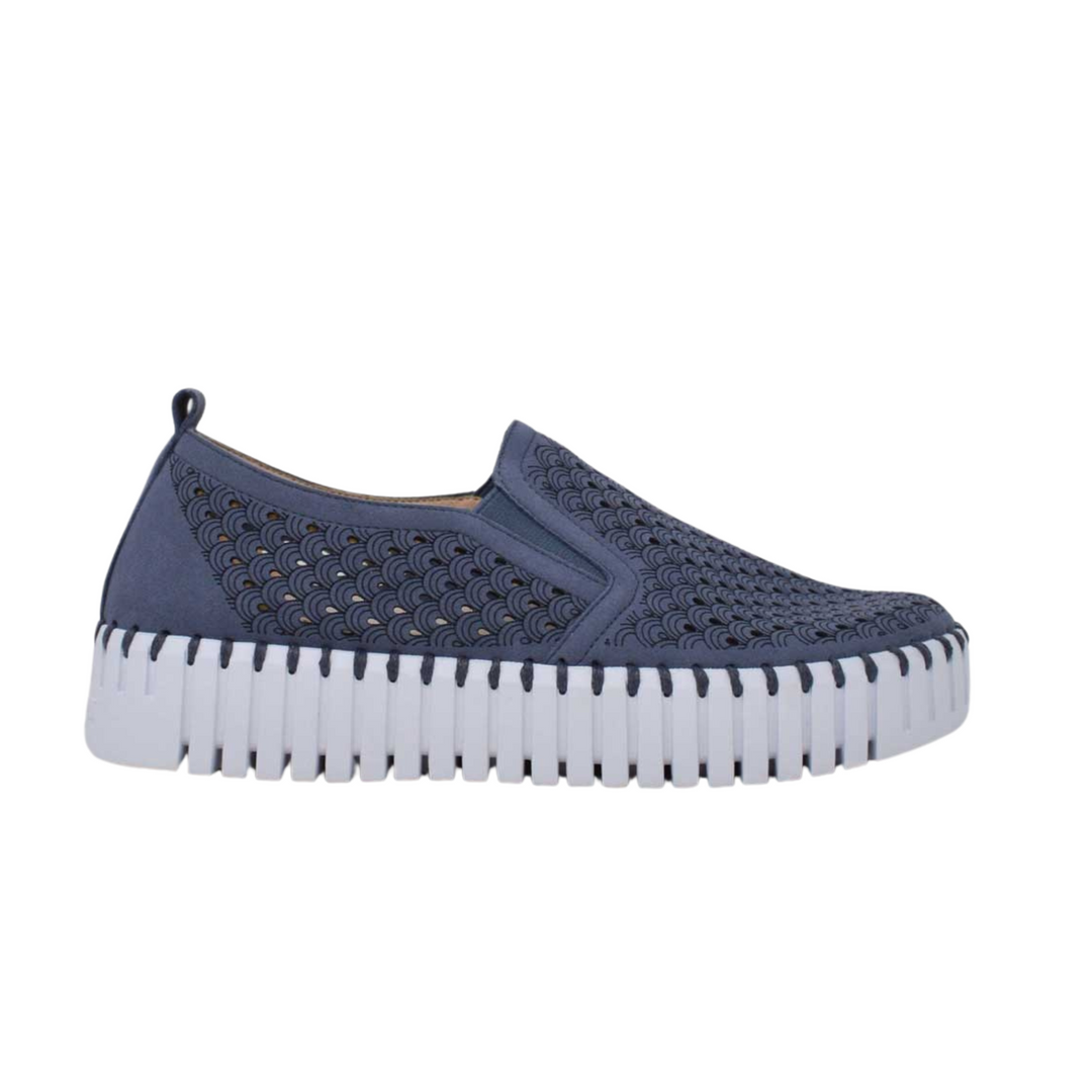 Tulip Platform Loafer Shoe - Blue Grey By Ilse Jacobsen