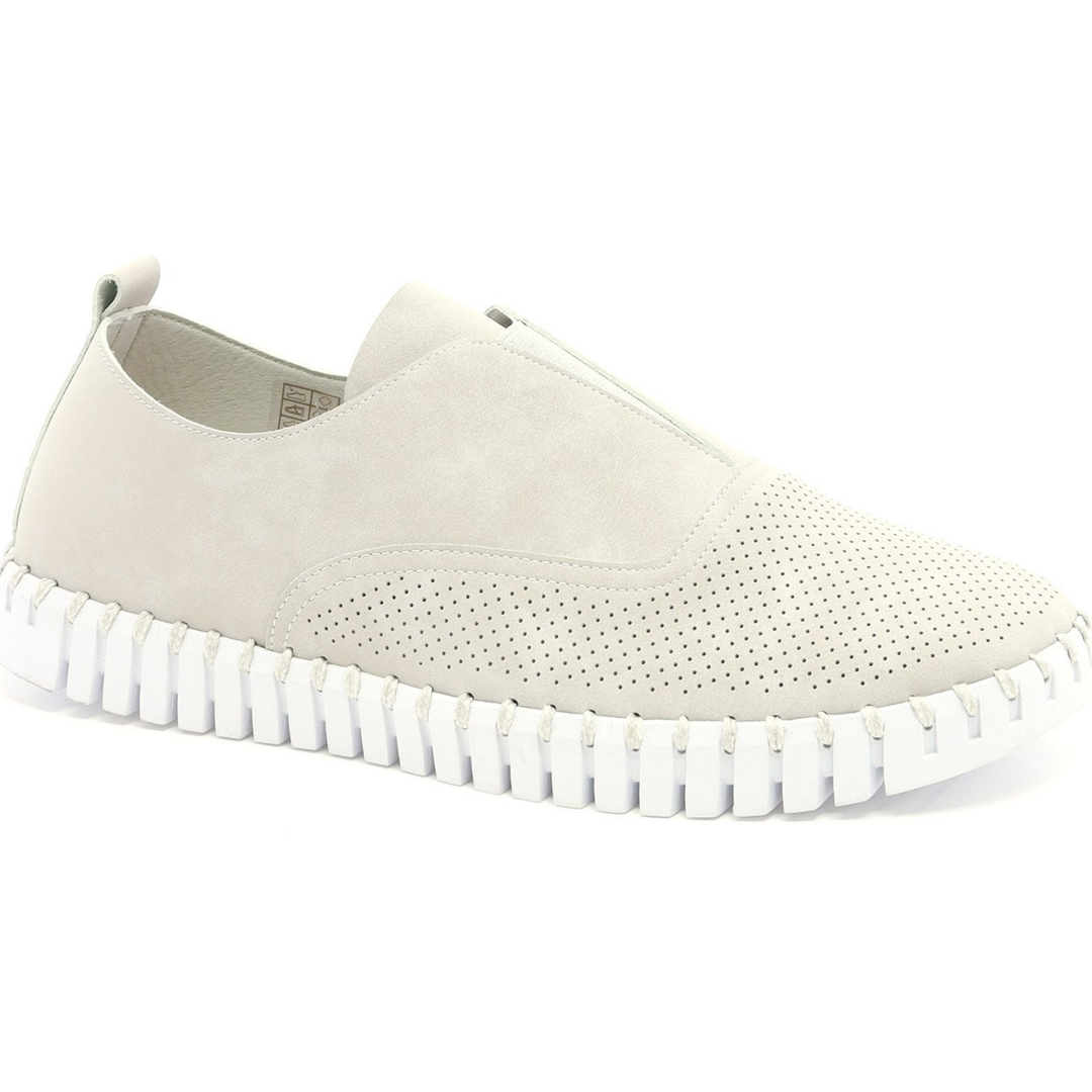 Tulip 148 Flat Loafer Shoe - Kit/Pearled/White By Ilse Jacobsen