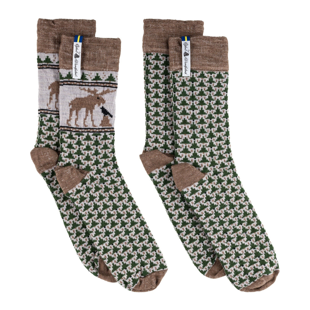 High Ankle Merino Socks- Skogen Pattern By Ojbro Vantfabrik - 2 Pack