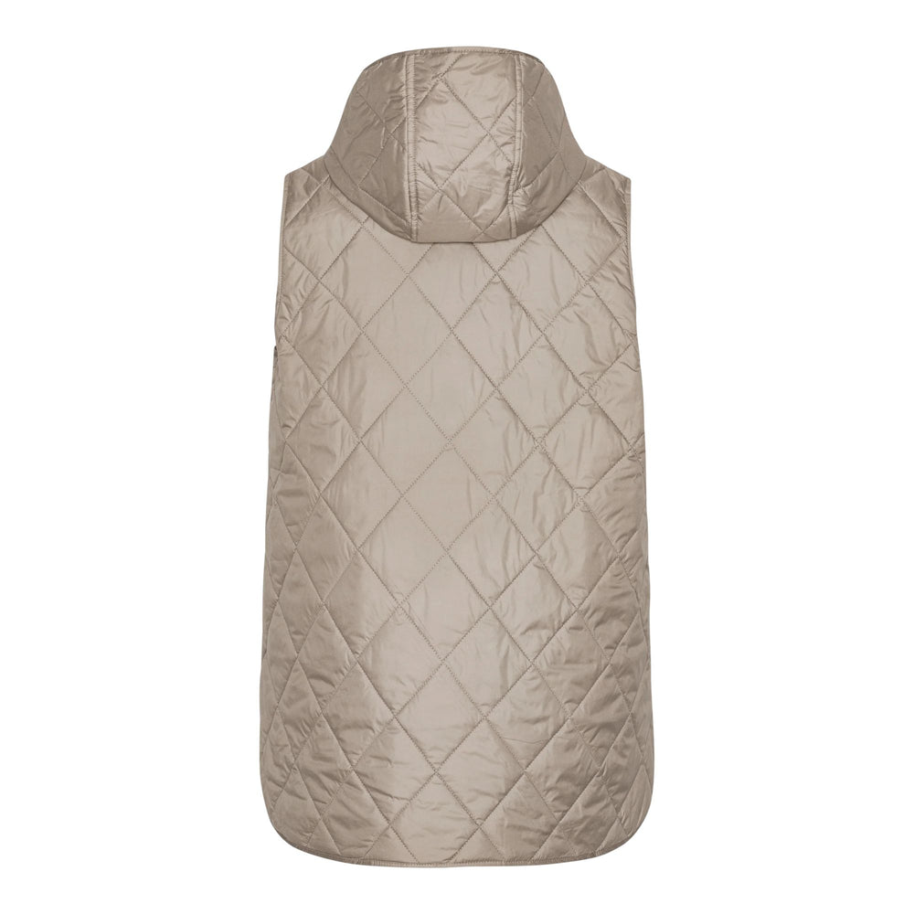 Quilted Long Vest - Greige By Ilse Jacobsen