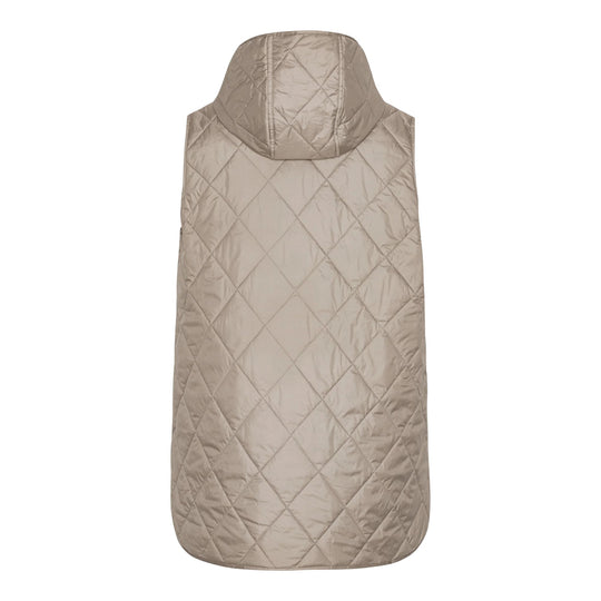 Quilted Long Vest - Greige By Ilse Jacobsen