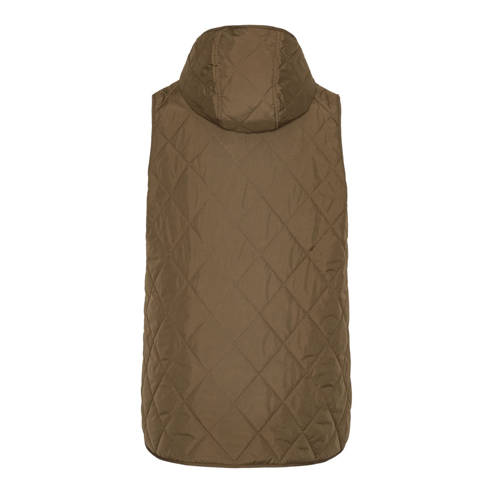 Quilted Long Vest - Nut