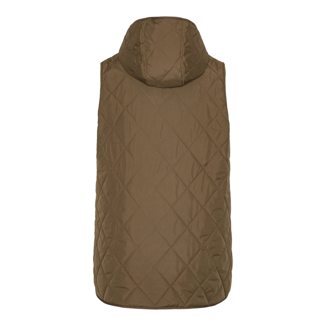 Quilted Long Vest - Nut