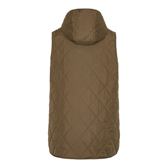 Quilted Long Vest - Nut