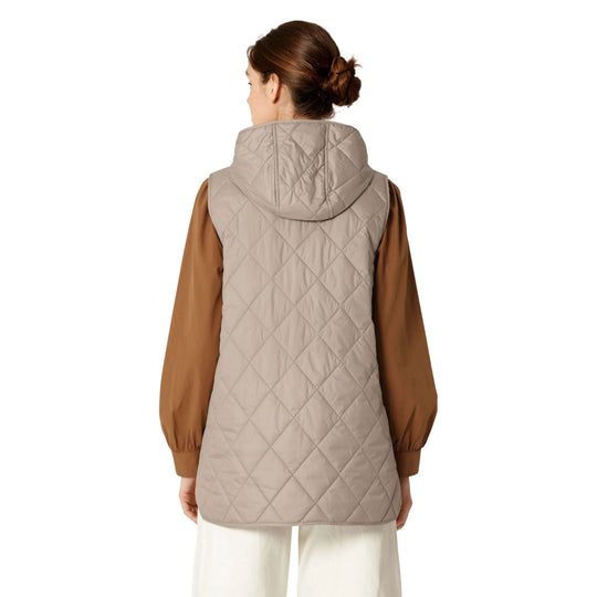 Quilted Long Vest - Greige By Ilse Jacobsen