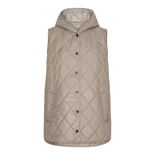 Quilted Long Vest - Greige By Ilse Jacobsen