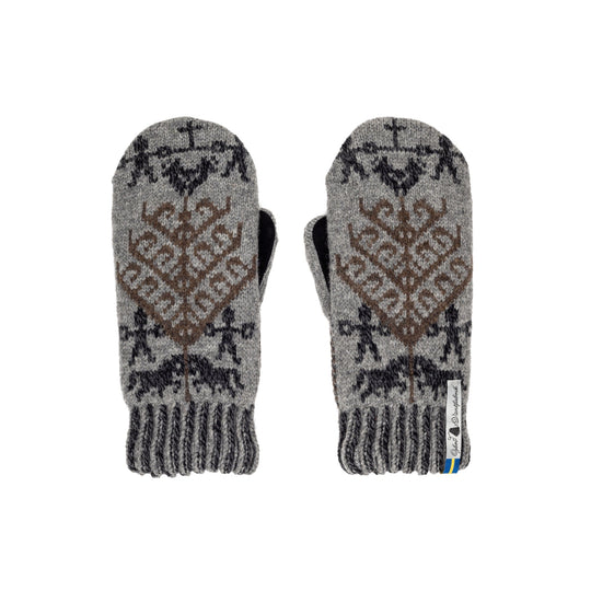Yggdrasil Pattern Suede Palm Swedish Mittens Ojbro Vantfabrik