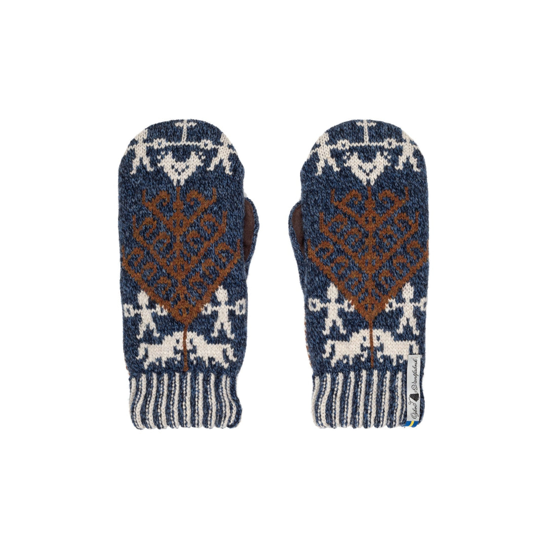 Yggdrasil Pattern Suede Palm Swedish Mittens Ojbro Vantfabrik